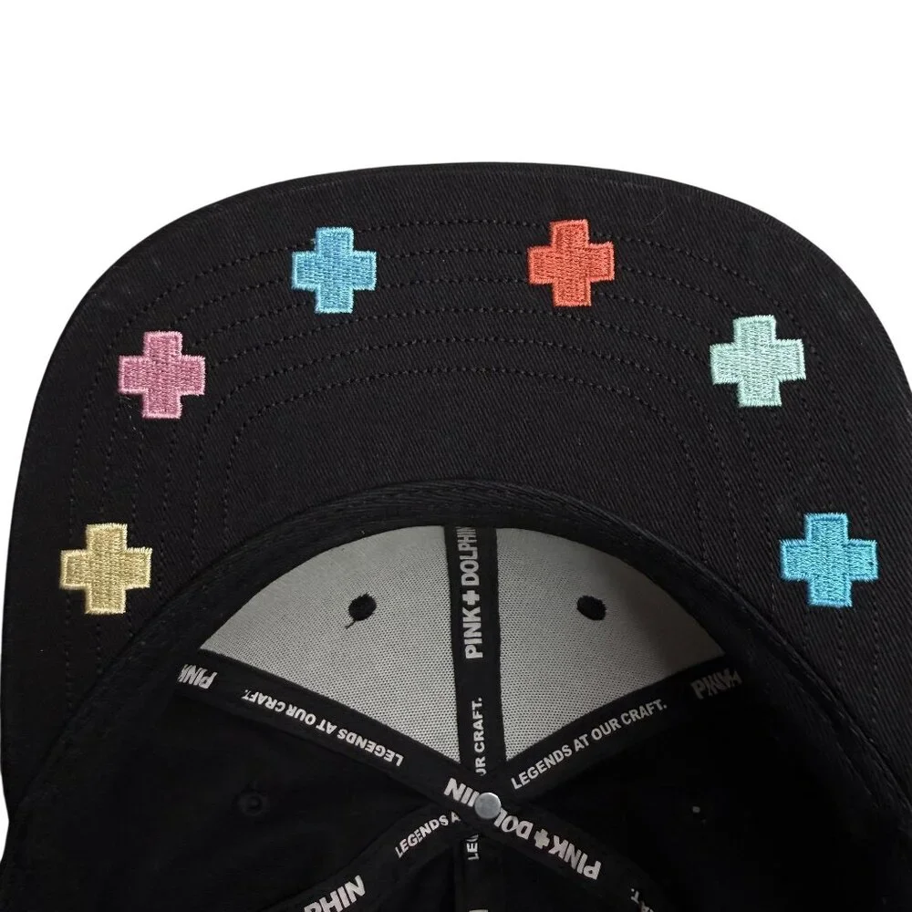 Pink Dolphin Black Snapback Hat With White "P" Embroidery - Picture 5 of 7